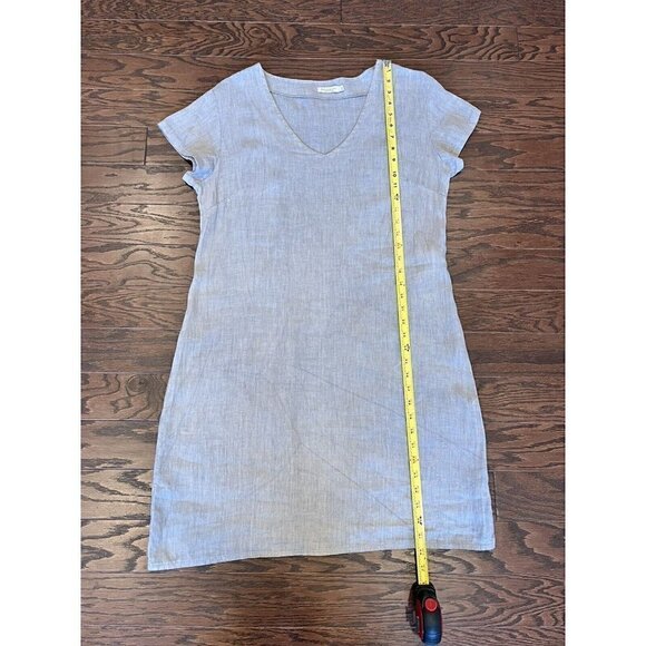 MARISA & MARIE Italian Gray 100% Linen Dress Shift Women's XS Casual Minimalist - Picture 7 of 10